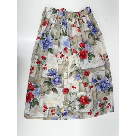 Alfred Dunner Womens Skirt Size 10 Petite Tan Floral - Picture 6 of 9